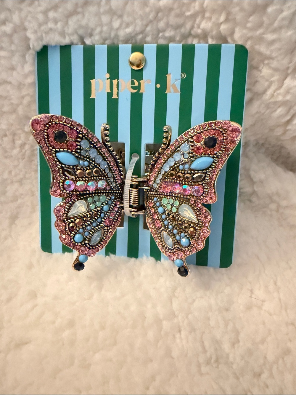 Piper K Pink multi color Butterfly Hair Clip